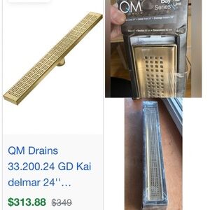 QM Drains Bay Series Ria Line Satin Gold 24" Linear Drain. Sealed! NWT